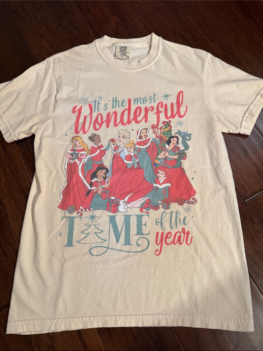 Disney Holiday Princess Graphic Tee - White, Red, Teal